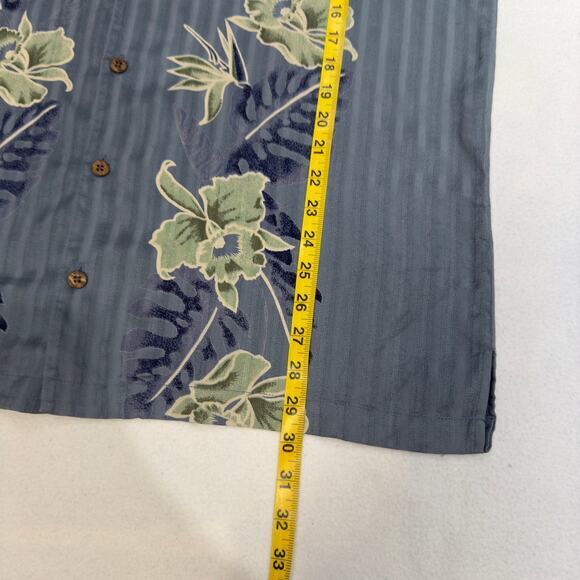 Tommy‎ Bahama 100% Silk Men's Large Blue Floral Tropical Hawaiian Camp Shirt - Picture 6 of 8